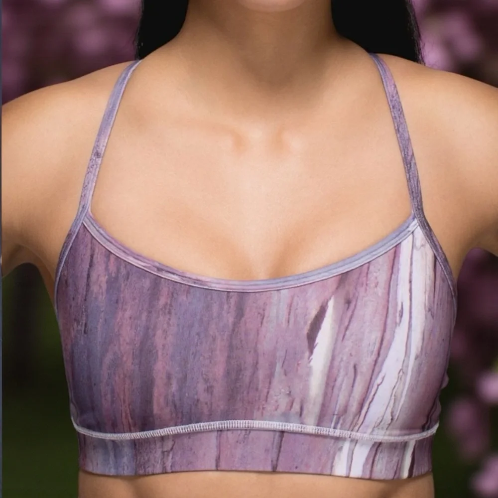 Lululemon Flow Y Bra IV  in Mini Hazy Horizon Storm Mauve Bark Berry Sz 4